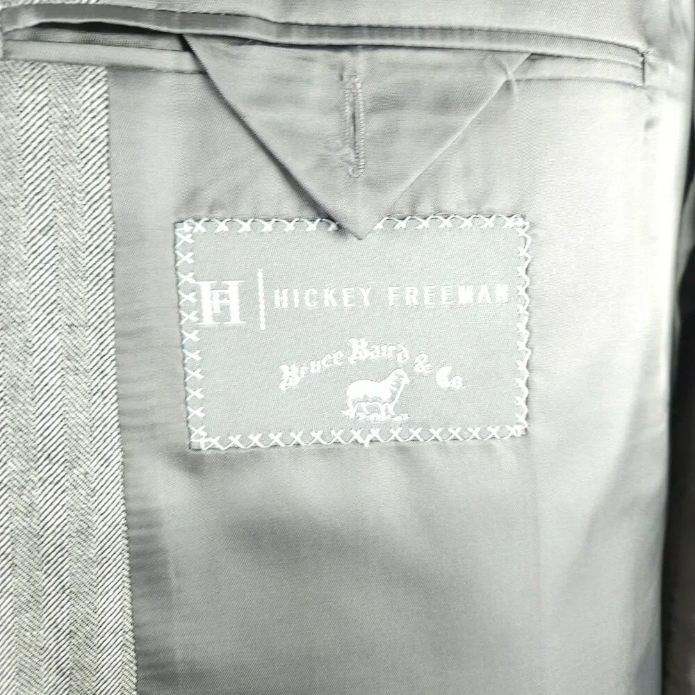 Hickey Freeman Mens 44L Gray Single Vent 2-Button Sports Coat Blazer Jacket‎